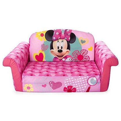 Marshmallow Furniture, Childrens 2-in-1 Flip Open Foam Compressed Sofa, Disneys Minnie Mouse