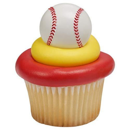 DECOPAC 3D Baseball Cupcake Rings - 24 pc