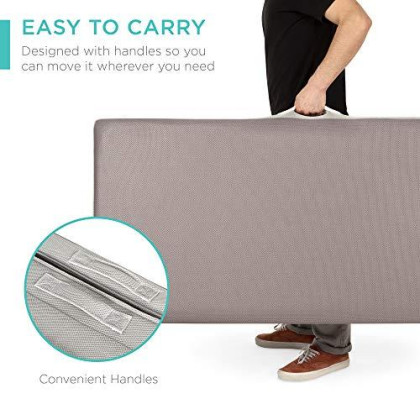 Best Choice Products 4in Thick Folding Portable Queen Mattress Topper w/Bonus Carry Case, Plush Foam, Washable Cover - Gray
