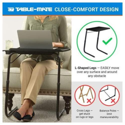 Table-Mate XL TV Tray - Portable, Foldable Table Trays for Eating, Desk Space and Couch - Mocha