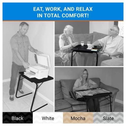 Table-Mate XL TV Tray - Portable, Foldable Table Trays for Eating, Desk Space and Couch - Silver