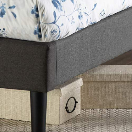 ZINUS Shalini Upholstered Platform Bed Frame / Mattress Foundation / Wood Slat Support / No Box Spring Needed / Easy Assembly, Dark Grey, Full