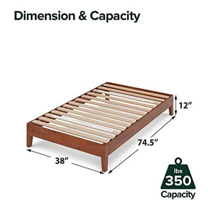 ZINUS Wen Deluxe Wood Platform Bed Frame / Solid Wood Foundation / Wood Slat Support / No Box Spring Needed / Easy Assembly, Twin