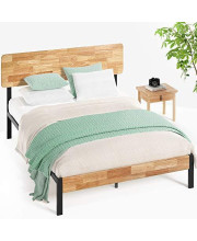 Zinus Olivia Metal and Wood Platform Bed with Wood Slat Support, Full