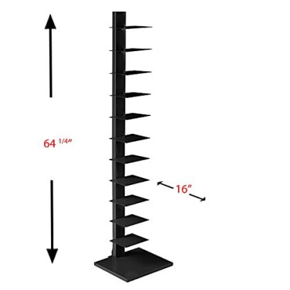 SEI Furniture Metal Spine Book Tower, Black