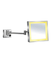 Whitehaus Collection WHMR25-C Whitehaus Square Wall Mount Led 5X Magnified Mirror, Polished Chrome