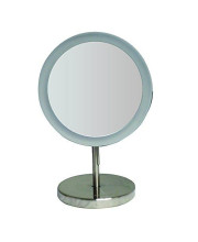 Whitehaus Collection WHMR106-BN Whitehaus Round Freestanding Led 5X Magnified Mirror, Brushed Nickel