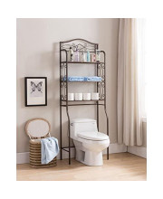 Kings Brand Furniture - Over The Toilet Storage Etagere Bathroom Rack Shelves Organizer, Pewter
