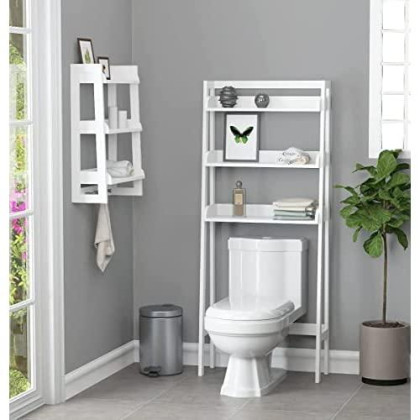 UTEX 3-Shelf Bathroom Organizer Over The Toilet, Bathroom Spacesaver (White)