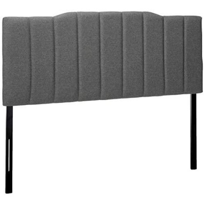 Zinus Satish Upholstered Channel Stitched Headboard in Grey, Full