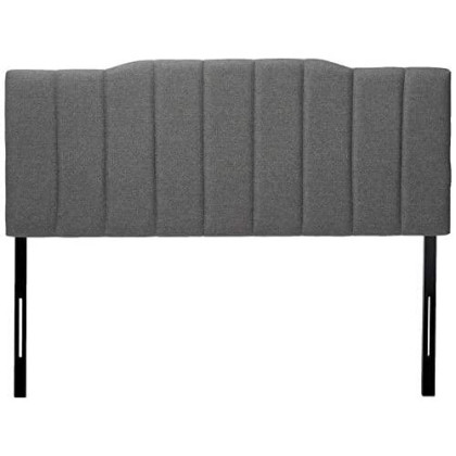 Zinus Satish Upholstered Channel Stitched Headboard in Grey, Full