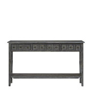 Powell Sadie Long Wood Console Table in Gray