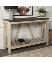 Walker Edison Modern Farmhouse Accent Entryway Table Entry Table Living Room End Table, 52 Inch, Dark Walnut and White Oak