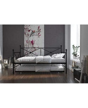 DHP Lina Metal Daybed with Twin size Trundle, Full Size Sofa Bed Frame, Black