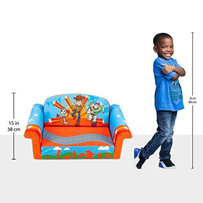 Marshmallow Furniture 2-in-1 Flip Open Foam Couch Bed Sleeper Sofa Kids Furniture for Ages 18 Months and Up, Toy Story