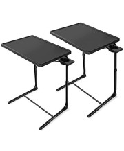 Adjustable TV Trays - TV Tray Tables on Bed & Sofa, Adjustable Laptop Table as TV Food Tray, Work Tray with 6 Heights & 3 Tilt Angles Adjustable by HUANUO (2 Pack)
