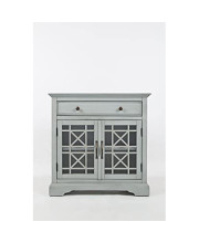 Benzara BM184060 Wooden 32" Accent Cabinet with Beveled Top, Light Gray