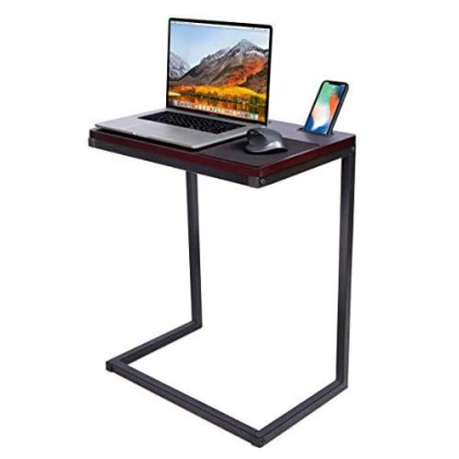 Sofia + Sam Sofa Table TV Tray with Tablet and Phone Slots - Work from Home - Laptop Stand for Couch Bed - Metal Legs - Console Lapdesk - Breakfast Eating Food - Coloring Computer Crafts - Lap Desk
