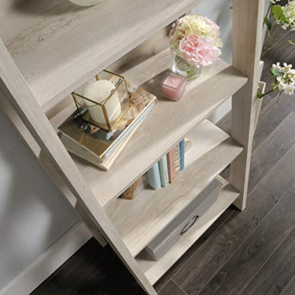 Sauder Trestle 5-Shelf Bookcase, Chalked Chestnut finish