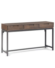 SIMPLIHOME Banting SOLID WOOD and Metal 54 inch Wide Modern Industrial Wide Console Sofa Entryway Table in Walnut Brown with Storage, 3 Drawers , for the Living Room, Entryway and Bedroom