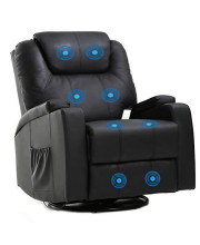 BestMassage Massage Recliner Chair Reclining Sofa PU Leather Electric Massage Chair with 360 Degree Swivel Remote Control 8 Point Vibration Modes 2 Cup Holders