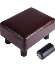 Footrest Small Ottoman Stool PU Faux Leather Modern Rectangle Seat Chair Footstool, Brown