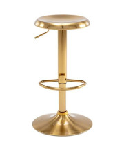 Brage Living Adjustable Bar Stool, Swivel Round Metal Airlift Barstool, Backless Counter Height Bar Chair for Kitchen Dining Room Pub Cafe (Gold)