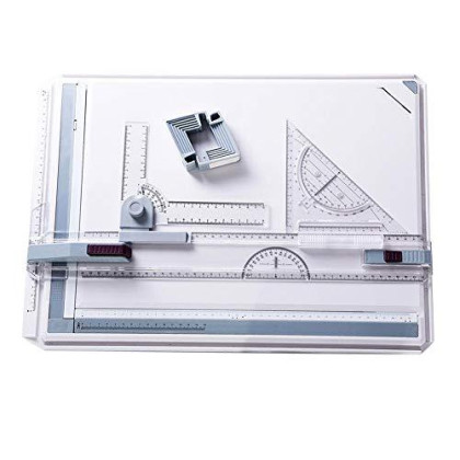 Kinbelle A3 Drawing Board Drafting Table Multifunctional Drawing Board Table with Clear Rule Parallel Motion and Angle Adjustable Measuring System