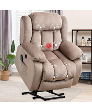 ANJ Power Massage Lift Recliner Chair with Heat & Vibration for Elderly, Heavy Duty and Safety Motion Reclining Mechanism - Antiskid Fabric Sofa Contempoary Overstuffed Design (Camel)