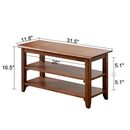XKZG Storage Bench Wooden Shoe Bench Rustic Solid Wood Entryway Bench (Brown,31.5")
