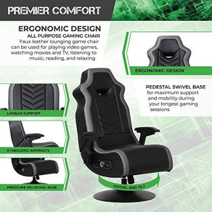 X Rocker RGB Prism Pedestal 2.1 Dual Gaming Chair with LED Lights, 33" x 25" x 45", Black