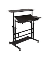 Hadulcet Mobile Standing Desk, Rolling Table Adjustable Computer Desk, Stand Up Laptop Desk Mobile Workstation for Home Office Classroom with Wheels, 31.49 x 23.6 in Black 