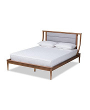 Baxton Studio Regis Light Grey and Brown Finished Wood King Size Platform Bed