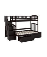 Westbrook Staircase Bunk Twin over Full with 2 Urban Bed Drawers in Espresso