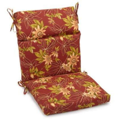 19-inch by 40-inch Spun Polyester Outdoor Squared Seat/Back Chair Cushion - Passion Ruby