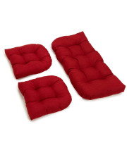 U-Shaped Spun Polyester Tufted Settee Cushion Set (Set of 3) - Papprika