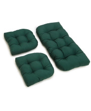 U-Shaped Twill Tufted Settee Cushion Set (Set of 3) - Forest Green