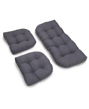 U-Shaped Twill Tufted Settee Cushion Set (Set of 3) - Grey