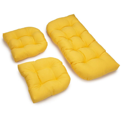 U-Shaped Twill Tufted Settee Cushion Set (Set of 3) - Sunset