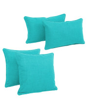 Blazing Needles Indoor/Outdoor Spun Polyester Throw Pillows (Set of 4) - Aqua Blue
