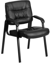 Black Leather Executive Side Reception Chair with Black Frame Finish - BT-1404-GG