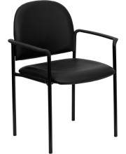 Comfort Black Vinyl Stackable Steel Side Reception Chair with Arms - BT-516-1-VINYL-GG