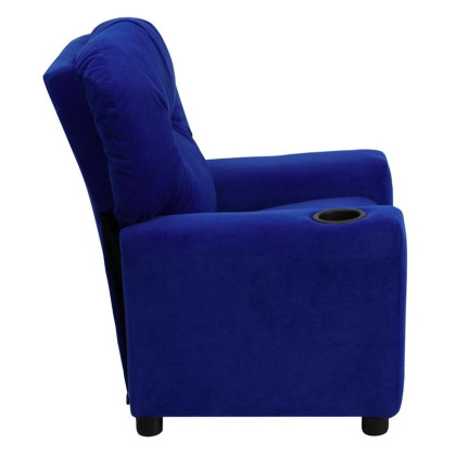 Contemporary Blue Microfiber Kids Recliner with Cup Holder - BT-7950-KID-MIC-BLUE-GG
