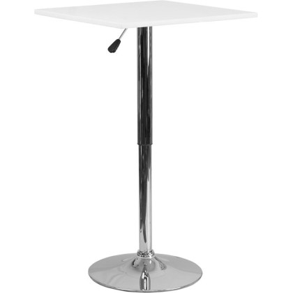 23.75'' Square Adjustable Height White Wood Table (Adjustable Range 33'' - 40.5'') - CH-1-GG