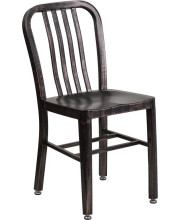 Black-Antique Gold Metal Indoor-Outdoor Chair - CH-61200-18-BQ-GG