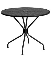 35.25 Round Black Indoor-Outdoor Steel Patio Table