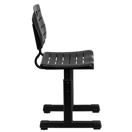 Flash Furniture Adjustable Height Black Student Chair with Black Pedestal Frame and Student Desk with Grey Top Adjustable Height Black Pedestal Frame