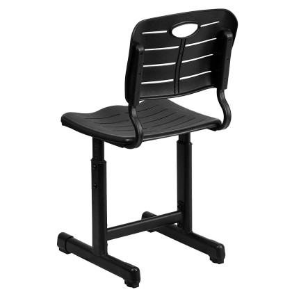 Flash Furniture Adjustable Height Black Student Chair with Black Pedestal Frame and Student Desk with Grey Top Adjustable Height Black Pedestal Frame