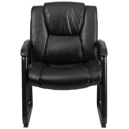 HERCULES Series Big & Tall 500 lb. Rated Black Leather Executive Side Reception Chair with Sled Base - GO-2138-GG