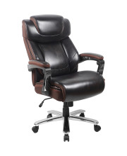 HERCULES Series Big & Tall 500 lb. Rated Brown Leather Executive Swivel Chair with Height Adjustable Headrest - GO-2223-BN-GG